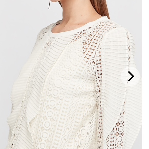 NWT Express Cream White Blouse Flutter Detail Unique w/ Movement! - Picture 2 of 15